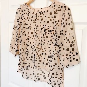 Light Pink Blouse with Black Dots